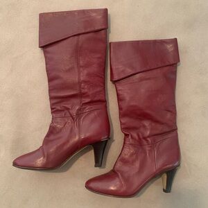 Etienne Aigner Vintage Burgundy Knee High Boots